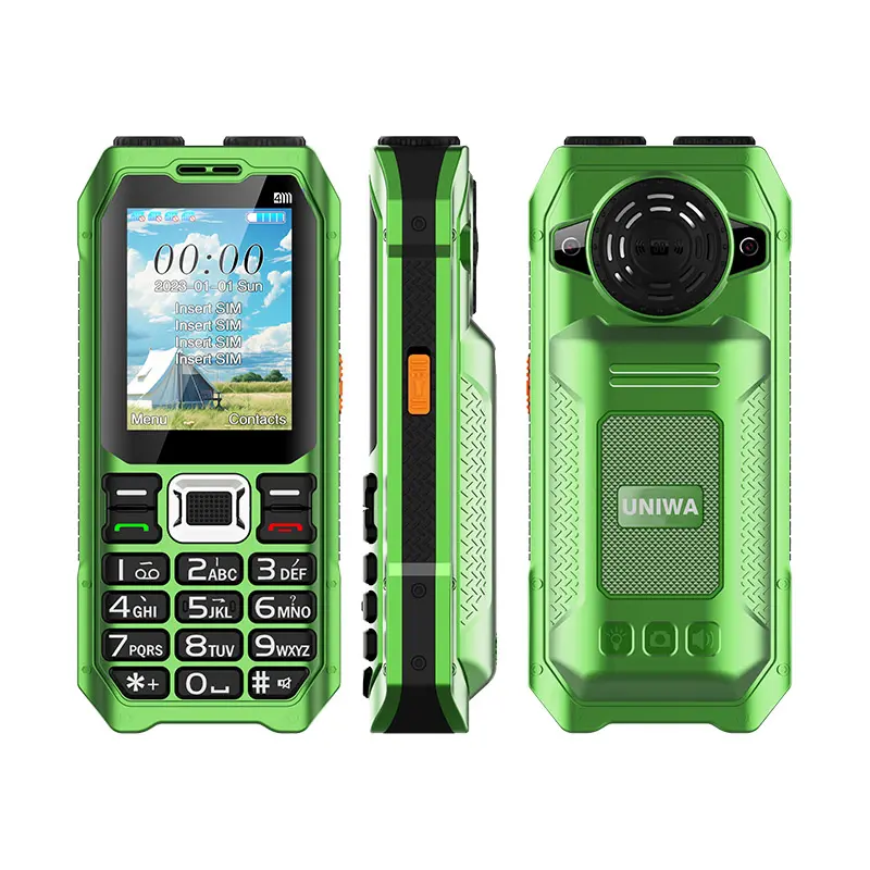 Uniwa M6000 2.4 Inch Screen Big Speaker Long Life Battery 4 SIM Keypad Feature Mobile Phone with Power Bank Function and Torch.webp